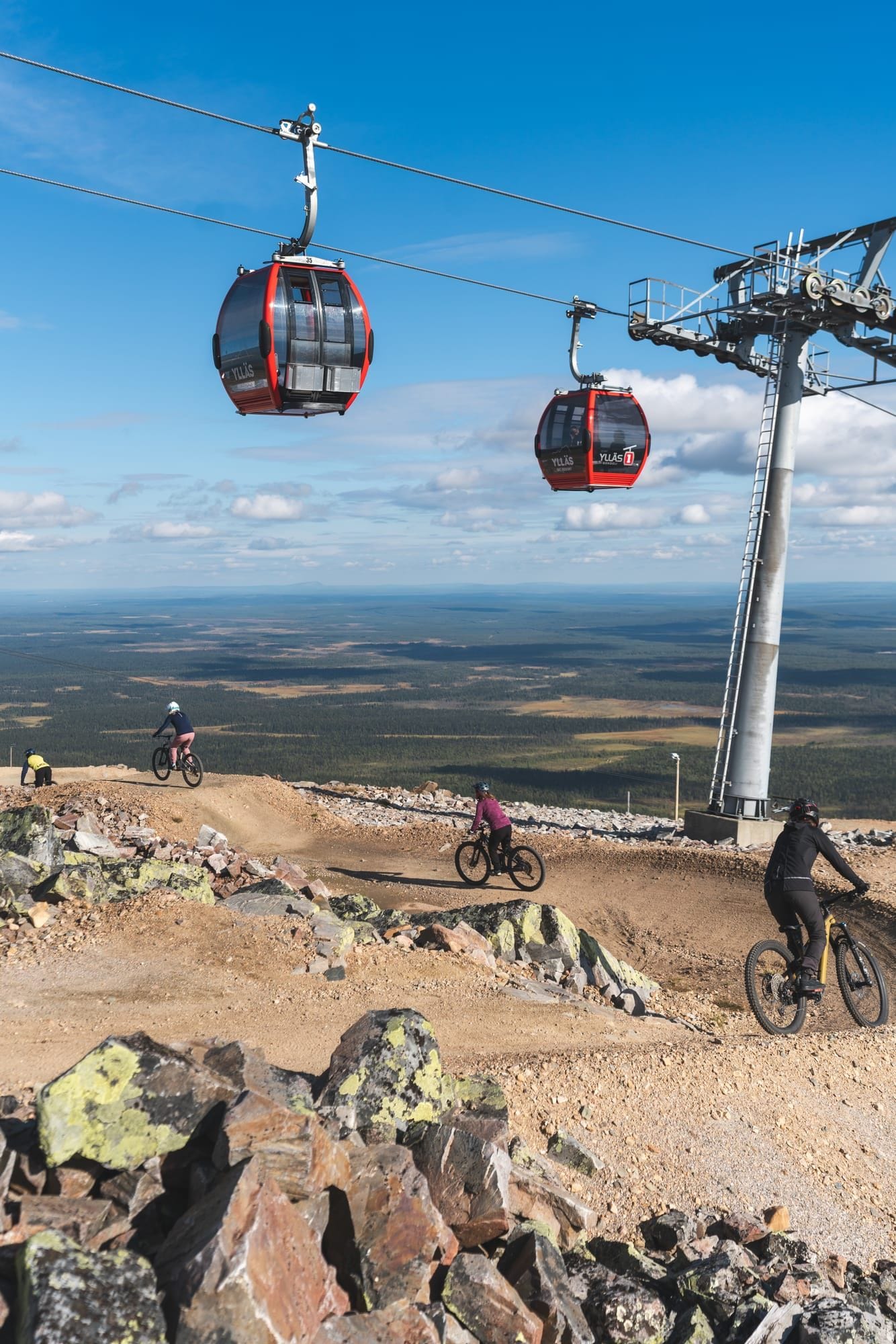 Rider on a fast straight on the 95980 Murica trail at Ylläs Bike Park